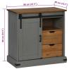 HALDEN Grey Sideboard with Sliding Door - Solid Wood 80x40 cm