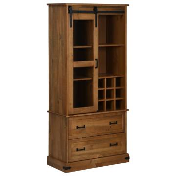 Wine Cabinet HALDEN - Elegant Pine with Sliding Door