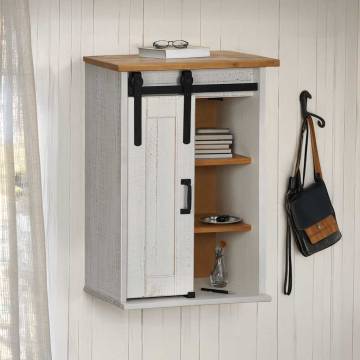 HALDEN White Hanging Cabinet with Sliding Door - Space-Saving Design