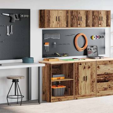 Garage Cabinets 2 pcs Old Wood | Organize Your Tools - HipoMarket