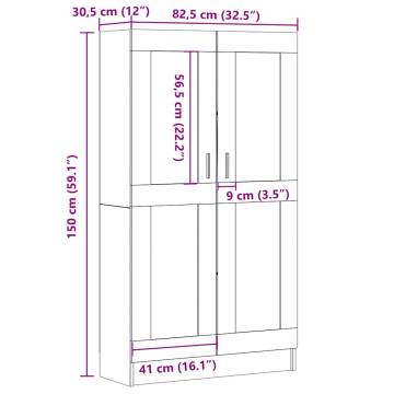 Stylish Book Cabinet - Old Wood 82.5x30.5x150 cm