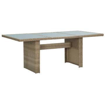 Garden Dining Table Brown 200x100 cm - PE Rattan & Glass