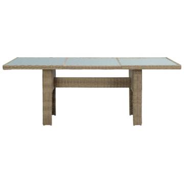 Garden Dining Table Brown 200x100 cm - PE Rattan & Glass