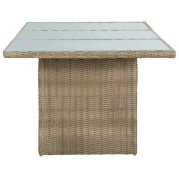 Garden Dining Table Brown 200x100 cm - PE Rattan & Glass