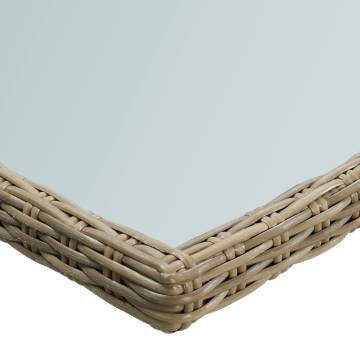 Garden Dining Table Brown 200x100 cm - PE Rattan & Glass