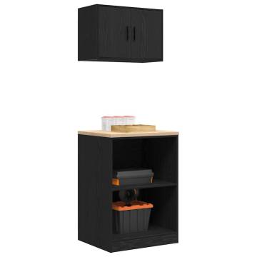 Garage Cabinets 2 pcs - Durable Black Engineered Wood Storage