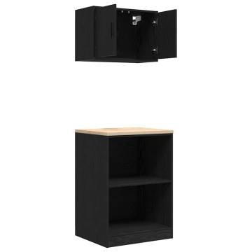 Garage Cabinets 2 pcs - Durable Black Engineered Wood Storage