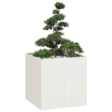 Stylish White Steel Planter | 80x80x80 cm for Outdoor Spaces