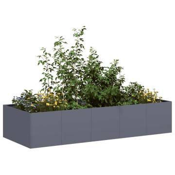 Stylish Anthracite Steel Planter 200x80x40 cm | HipoMarket