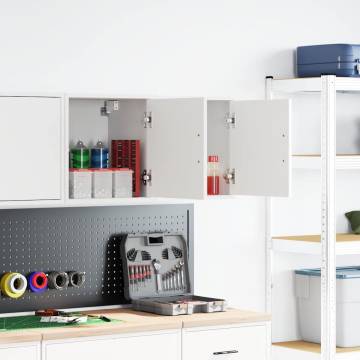 2 pcs White Garage Wall Cabinets - Durable Storage Solution