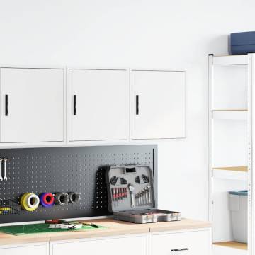 2 pcs White Garage Wall Cabinets - Durable Storage Solution