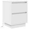 Stylish White Bedside Cabinet with LED Lights - 38x34x50 cm