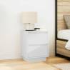 Stylish White Bedside Cabinet with LED Lights - 38x34x50 cm