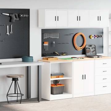 Garage Cabinets 2 pcs - White Engineered Wood | HipoMarket UK