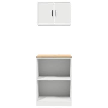 Garage Cabinets 2 pcs - White Engineered Wood | HipoMarket UK