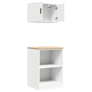 Garage Cabinets 2 pcs - White Engineered Wood | HipoMarket UK