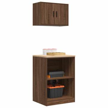 Garage Cabinets 2 pcs Brown Oak - Organize Your Tools