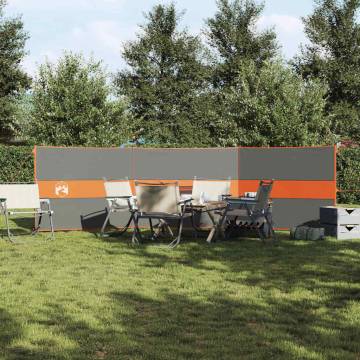 Camping Windbreak Grey & Orange 490x123 cm - Waterproof