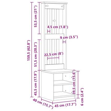 Hall Tree SANDENS White 45x40x159.5 cm - Stylish Storage Solution