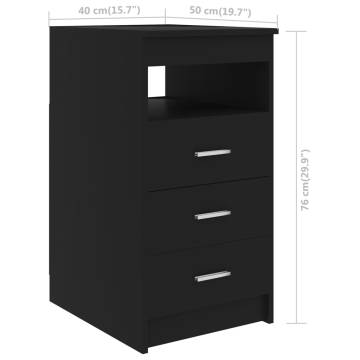 Drawer Cabinet Black 40x50x76 cm | Stylish Storage Solution