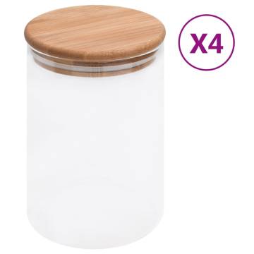 Storage Glass Jars with Bamboo Lid - 4 pcs 800 ml | HipoMarket