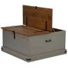 HALDEN Grey Storage Chest - 91x91x47 cm Solid Pine Wood