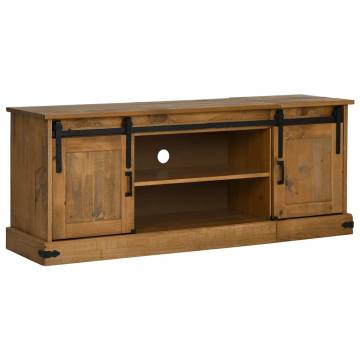 HALDEN TV Cabinet - 150x40x60 cm, Solid Wood, 2 Sliding Doors