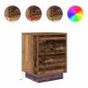 Stylish Bedside Cabinet with LED Lights - Old Wood Design