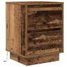 Stylish Bedside Cabinet with LED Lights - Old Wood Design