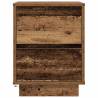 Stylish Bedside Cabinet with LED Lights - Old Wood Design