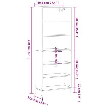 Stylish Highboard White | Engineered Wood | 69.5x32.5x180 cm