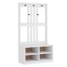 Hall Tree SANDENS White - Solid Wood Pine Storage Unit