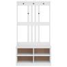 Hall Tree SANDENS White - Solid Wood Pine Storage Unit