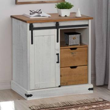 HALDEN Sideboard with Sliding Door - Solid Wood 80x40x80 cm