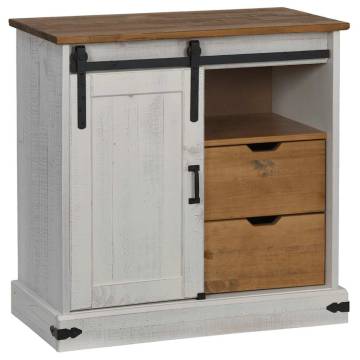 HALDEN Sideboard with Sliding Door - Solid Wood 80x40x80 cm