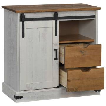 HALDEN Sideboard with Sliding Door - Solid Wood 80x40x80 cm