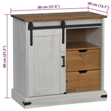 HALDEN Sideboard with Sliding Door - Solid Wood 80x40x80 cm