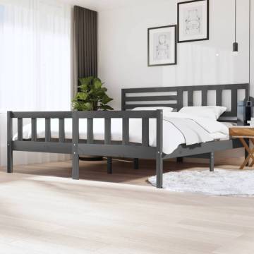 Grey Solid Wood Bed Frame 200x200 cm - Timeless Design