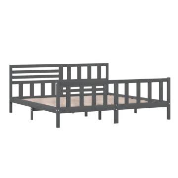 Grey Solid Wood Bed Frame 200x200 cm - Timeless Design