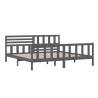 Grey Solid Wood Bed Frame 200x200 cm - Timeless Design