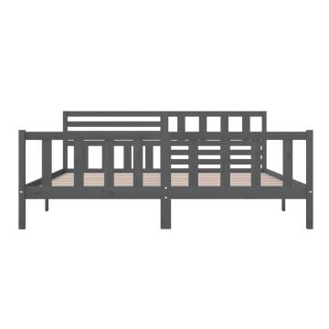 Grey Solid Wood Bed Frame 200x200 cm - Timeless Design