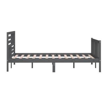 Grey Solid Wood Bed Frame 200x200 cm - Timeless Design