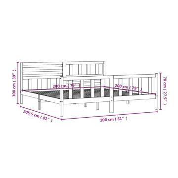 Grey Solid Wood Bed Frame 200x200 cm - Timeless Design