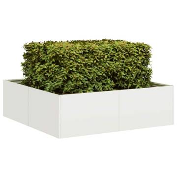 White Steel Planter 100x100x30 cm - Stylish Outdoor Decor