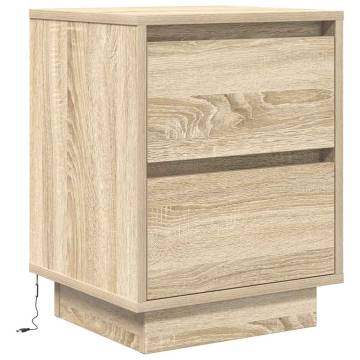 Bedside Cabinet with LED Lights - Sonoma Oak | Hipo Market