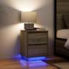 Bedside Cabinet with LED Lights - Sonoma Oak | Hipo Market