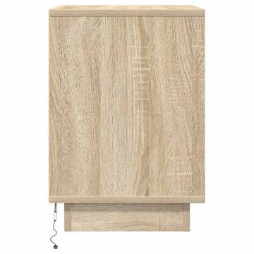 Bedside Cabinet with LED Lights - Sonoma Oak | Hipo Market