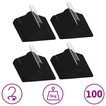 100 pcs Anti-slip Black Velvet Clothes Hanger Set