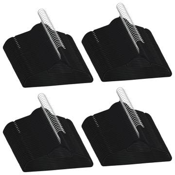 100 pcs Anti-slip Black Velvet Clothes Hanger Set