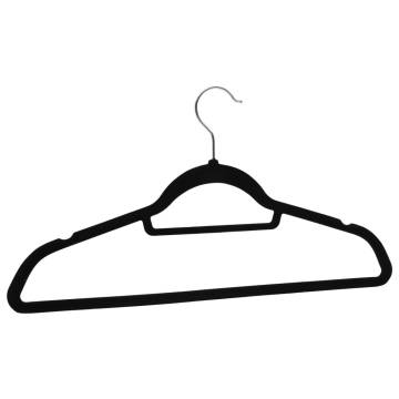 100 pcs Anti-slip Black Velvet Clothes Hanger Set